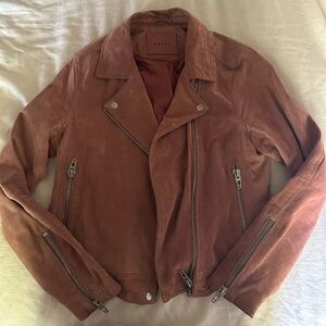 Dusty Pink Suede Moto Jacket